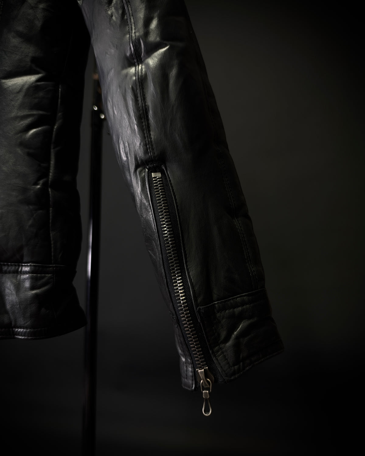 SHELLAC Fur Collar Puffer Leather Jacket