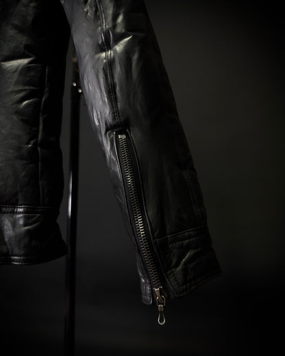 SHELLAC Fur Collar Puffer Leather Jacket
