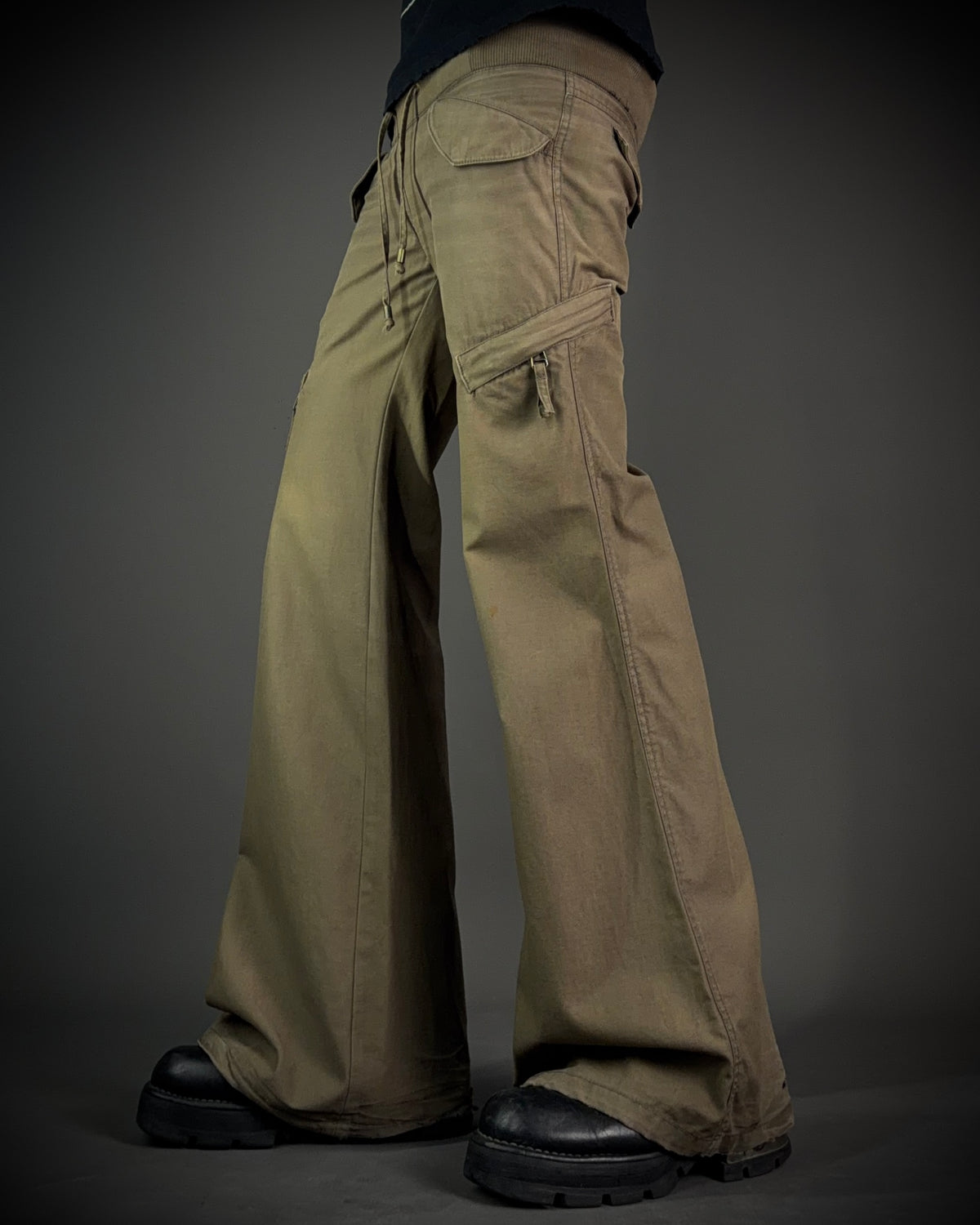 GOA Brown Olive Flared Cargo Pants