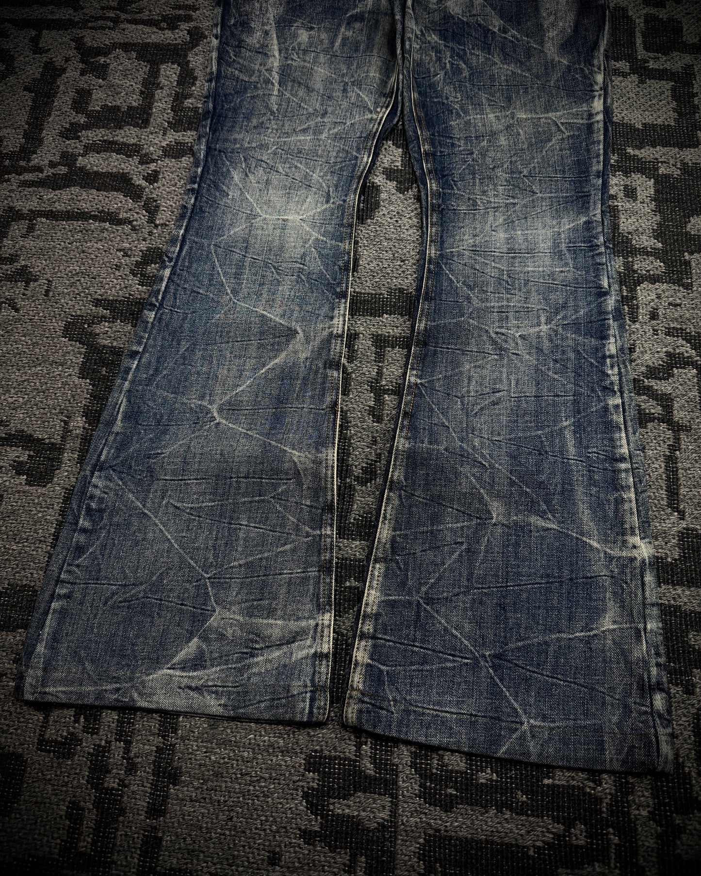 Tornado Mart Snake Waist Strap Cracked Fade Flared Denim