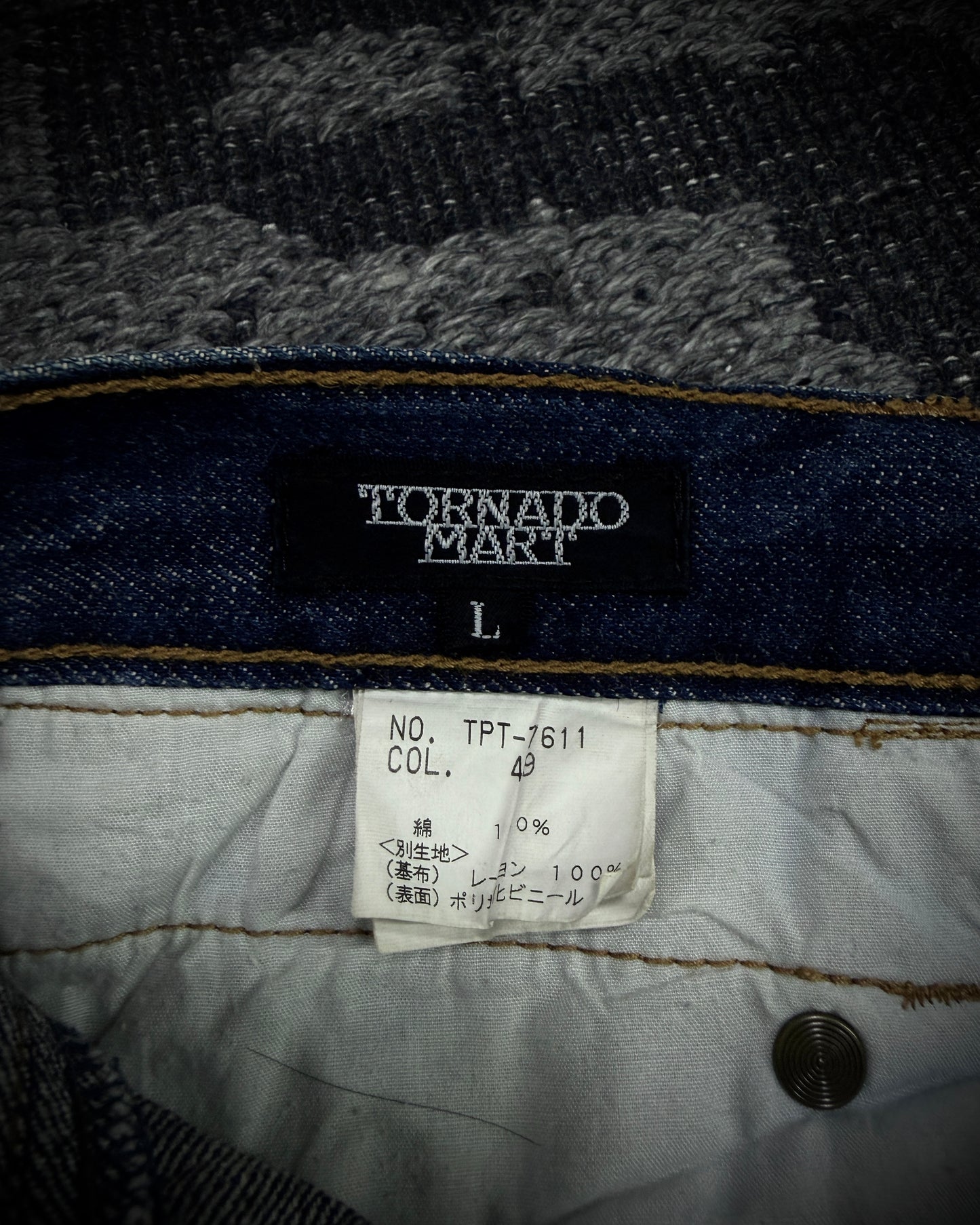 Tornado Mart Snake Waist Strap Cracked Fade Flared Denim