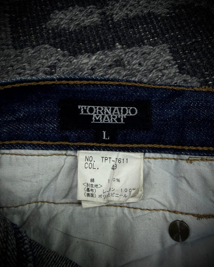 Tornado Mart Snake Waist Strap Cracked Fade Flared Denim
