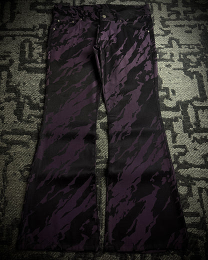 Tornado Mart Purple Black Abstract Camo Flared Pants