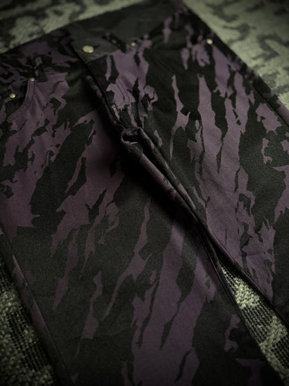 Tornado Mart Purple Black Abstract Camo Flared Pants