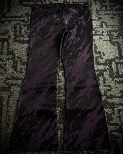 Tornado Mart Purple Black Abstract Camo Flared Pants