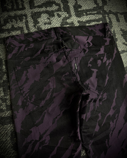 Tornado Mart Purple Black Abstract Camo Flared Pants