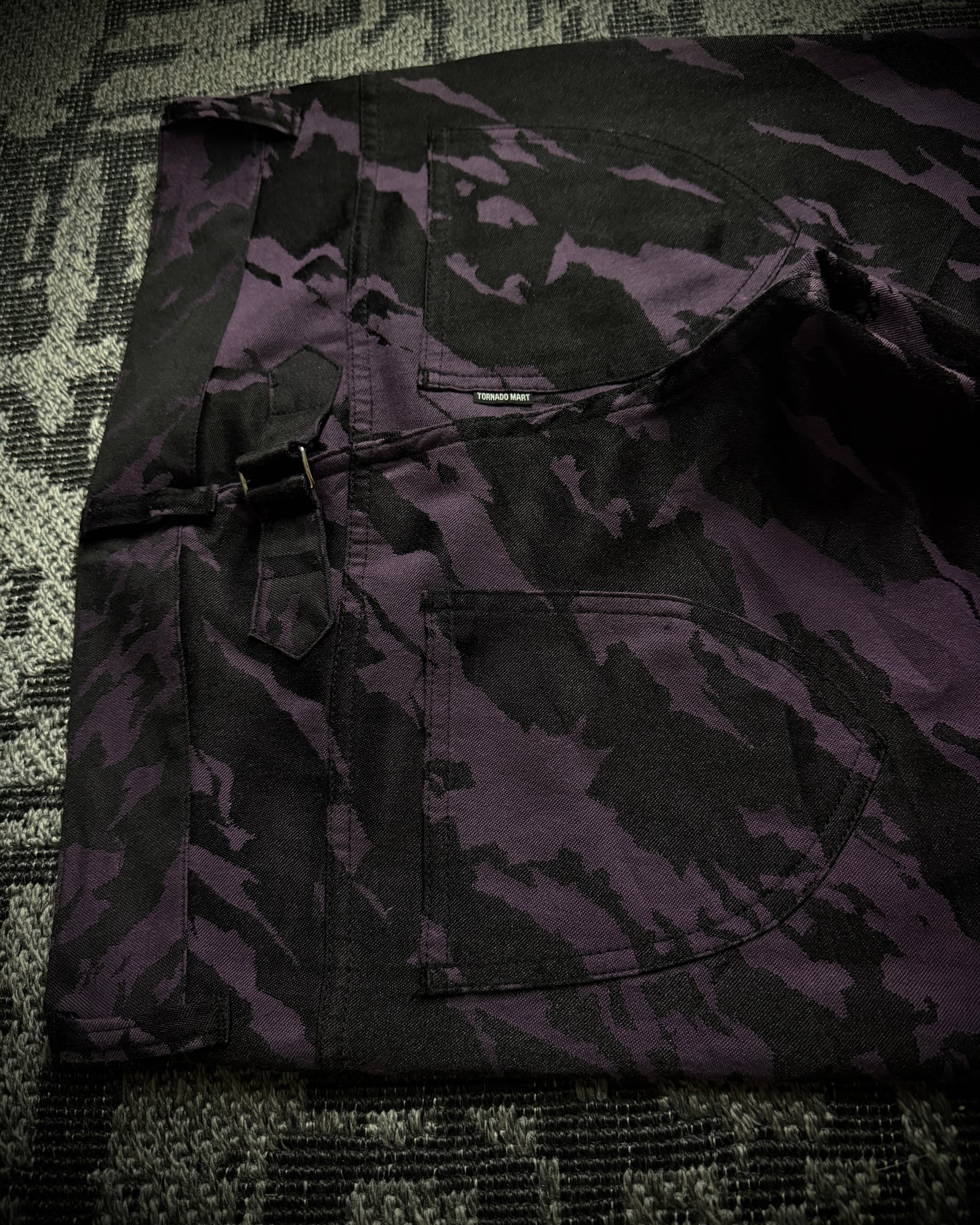 Tornado Mart Purple Black Abstract Camo Flared Pants