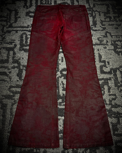 (for offer)Tornado Mart Coated Deep Red Flared Pants