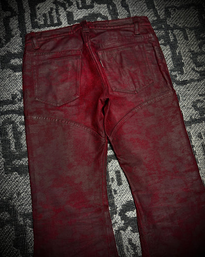 (for offer)Tornado Mart Coated Deep Red Flared Pants