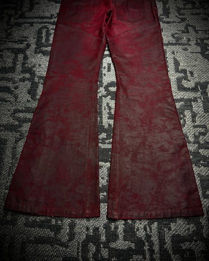 (for offer)Tornado Mart Coated Deep Red Flared Pants