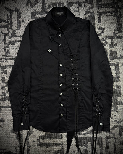 Black Peace Now Asymmetrical Lace-Up Shirt