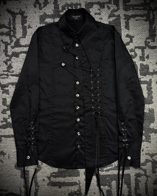 Black Peace Now Asymmetrical Lace-Up Shirt