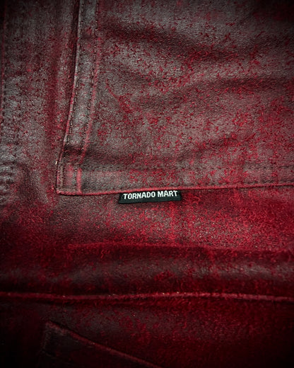 (for offer)Tornado Mart Coated Deep Red Flared Pants