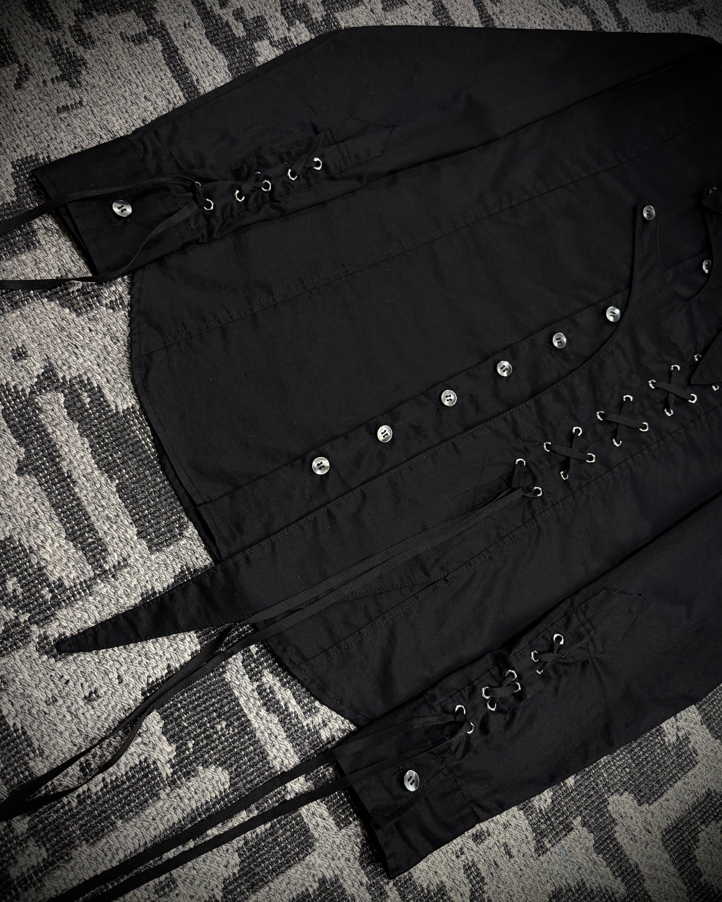Black Peace Now Asymmetrical Lace-Up Shirt