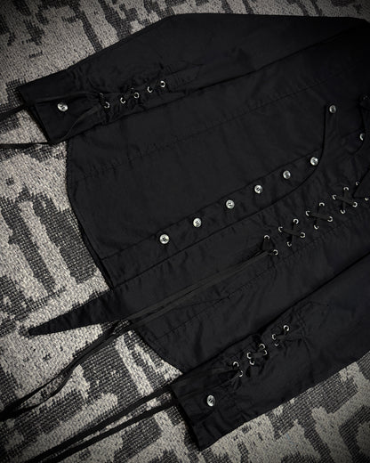 Black Peace Now Asymmetrical Lace-Up Shirt