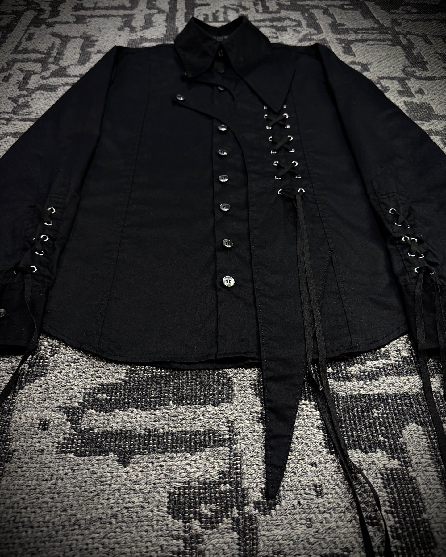 Black Peace Now Asymmetrical Lace-Up Shirt