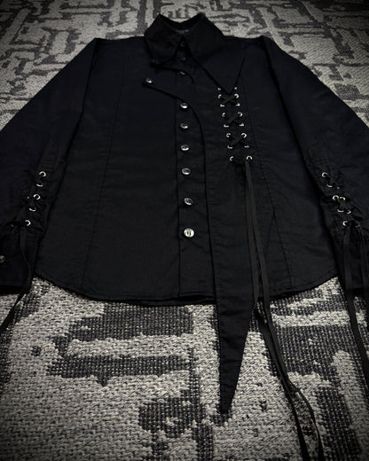 Black Peace Now Asymmetrical Lace-Up Shirt