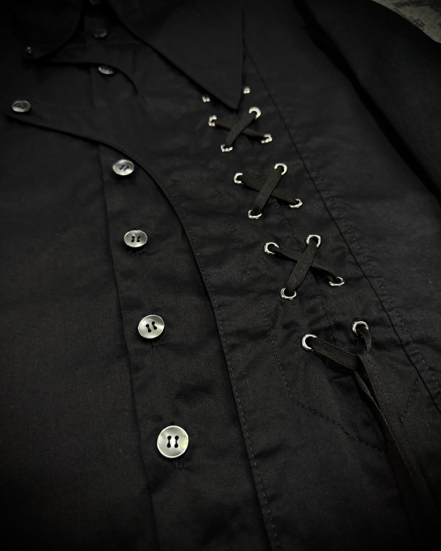 Black Peace Now Asymmetrical Lace-Up Shirt