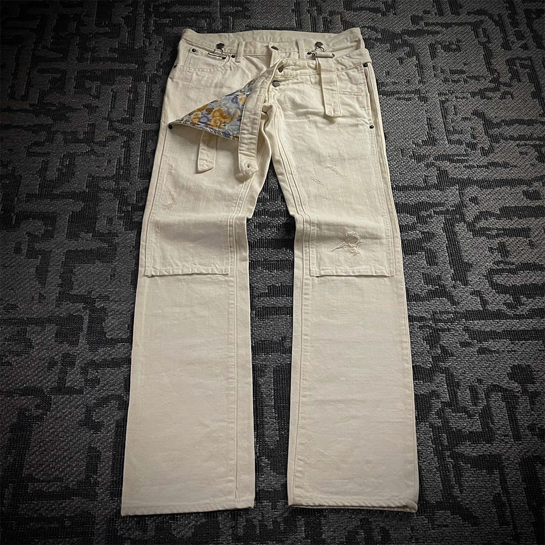 PPFM Double Waist 3D Knee Blue Floral Pants