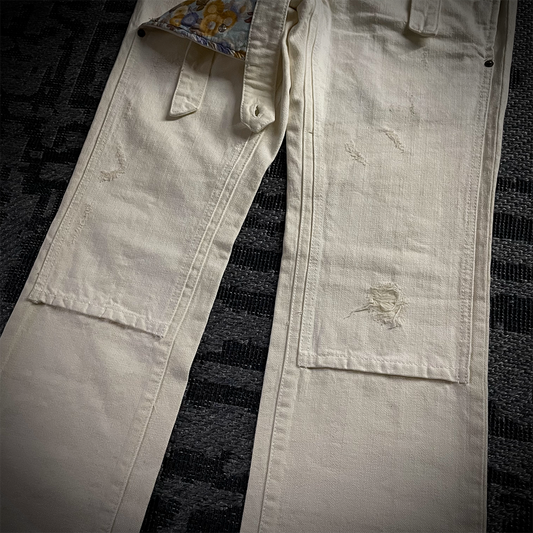 PPFM Double Waist 3D Knee Blue Floral Pants