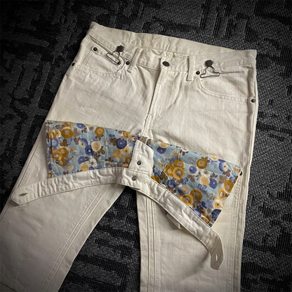 PPFM Double Waist 3D Knee Blue Floral Pants