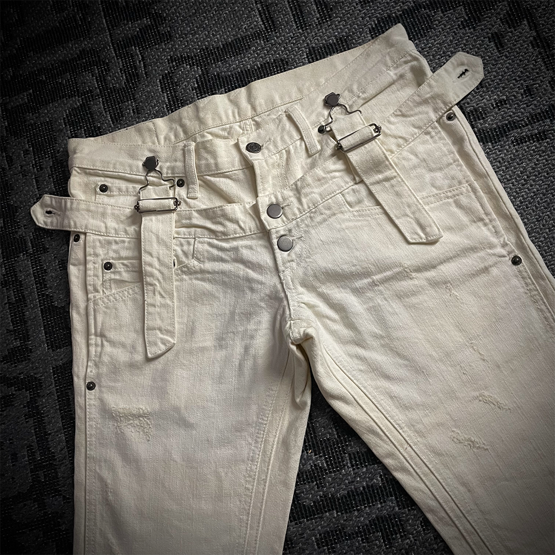 PPFM Double Waist 3D Knee Blue Floral Pants