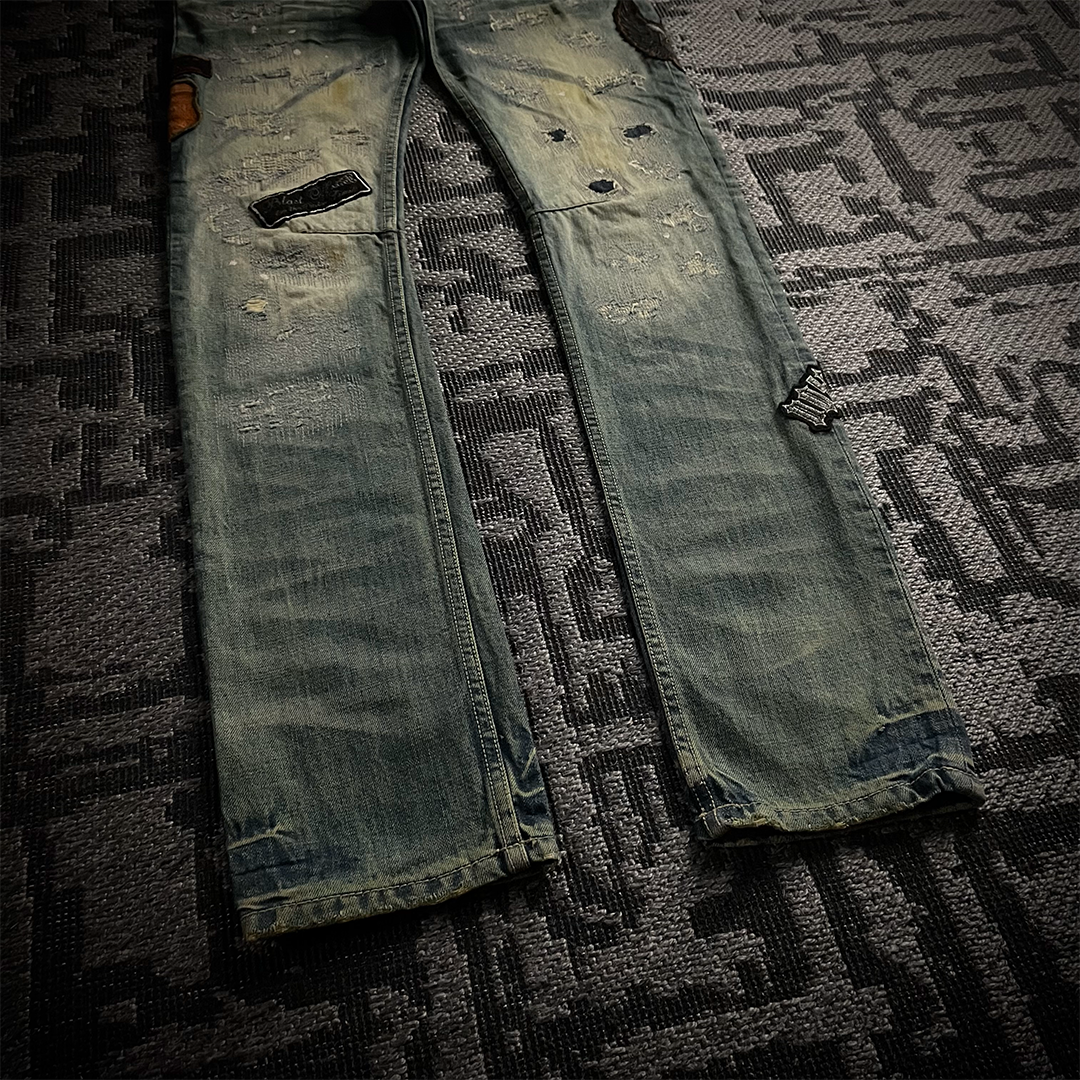 Tornado Mart Patch Work Distressed Biker Jeans