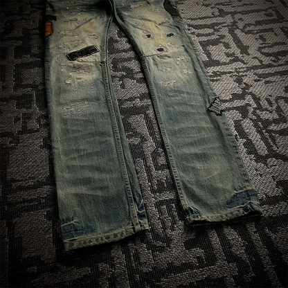 Tornado Mart Patch Work Distressed Biker Jeans