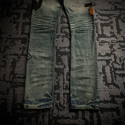 Tornado Mart Patch Work Distressed Biker Jeans