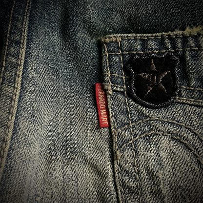Tornado Mart Patch Work Distressed Biker Jeans