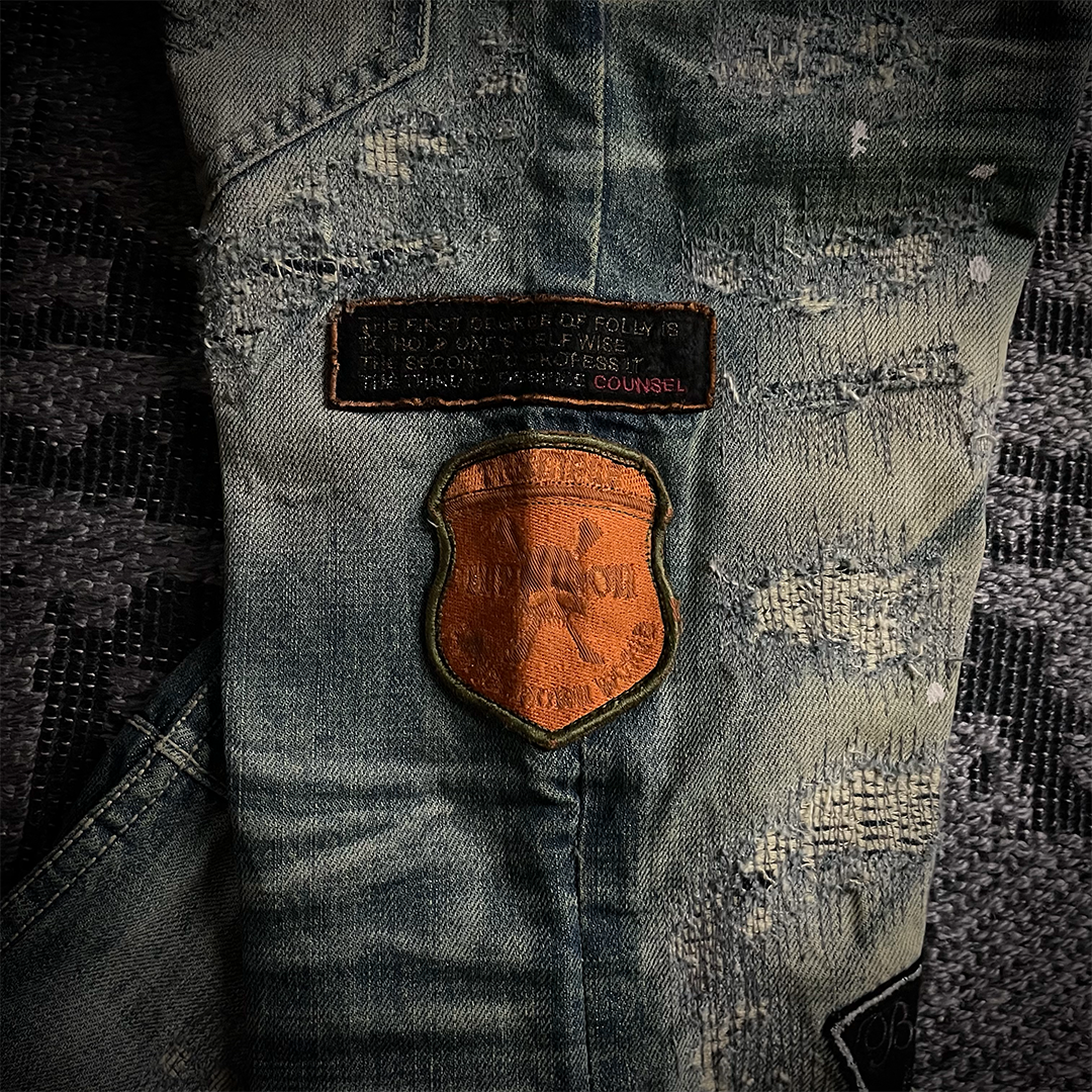 Tornado Mart Patch Work Distressed Biker Jeans