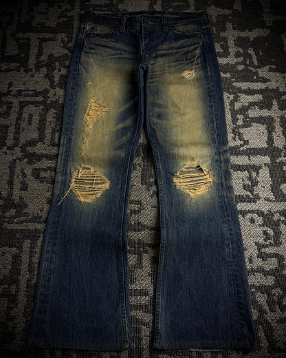 The Murder License Mud Wash Destroyed Studded Flared Jeans