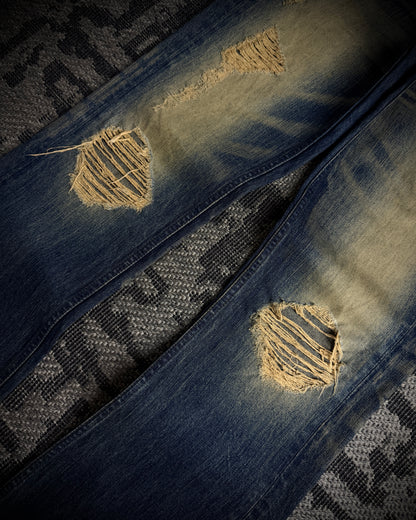 The Murder License Mud Wash Destroyed Studded Flared Jeans