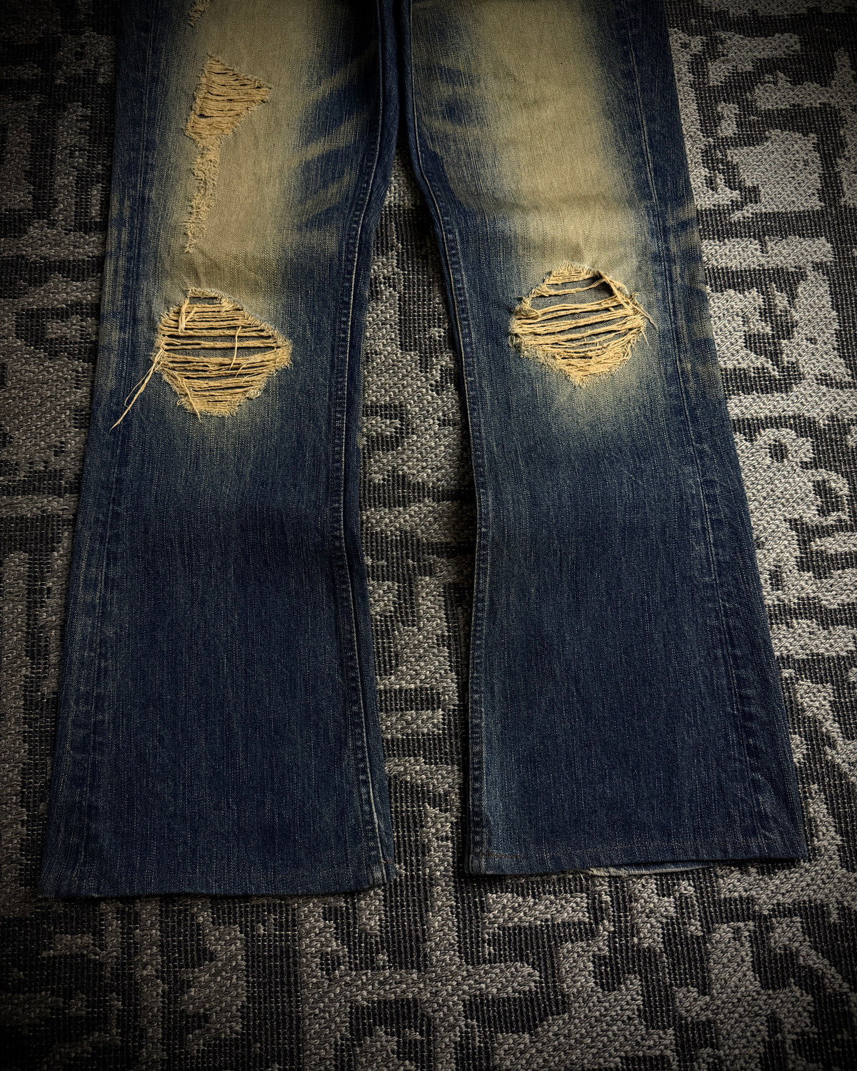 The Murder License Mud Wash Destroyed Studded Flared Jeans