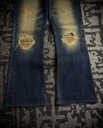 The Murder License Mud Wash Destroyed Studded Flared Jeans