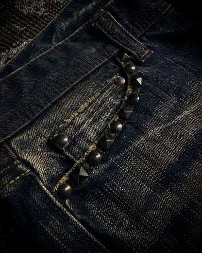 The Murder License Mud Wash Destroyed Studded Flared Jeans