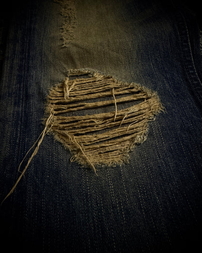 The Murder License Mud Wash Destroyed Studded Flared Jeans