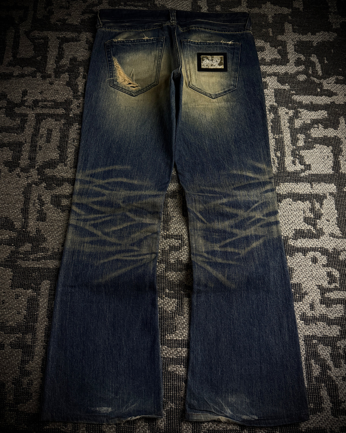 The Murder License Mud Wash Destroyed Studded Flared Jeans