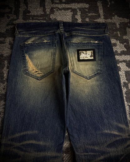 The Murder License Mud Wash Destroyed Studded Flared Jeans