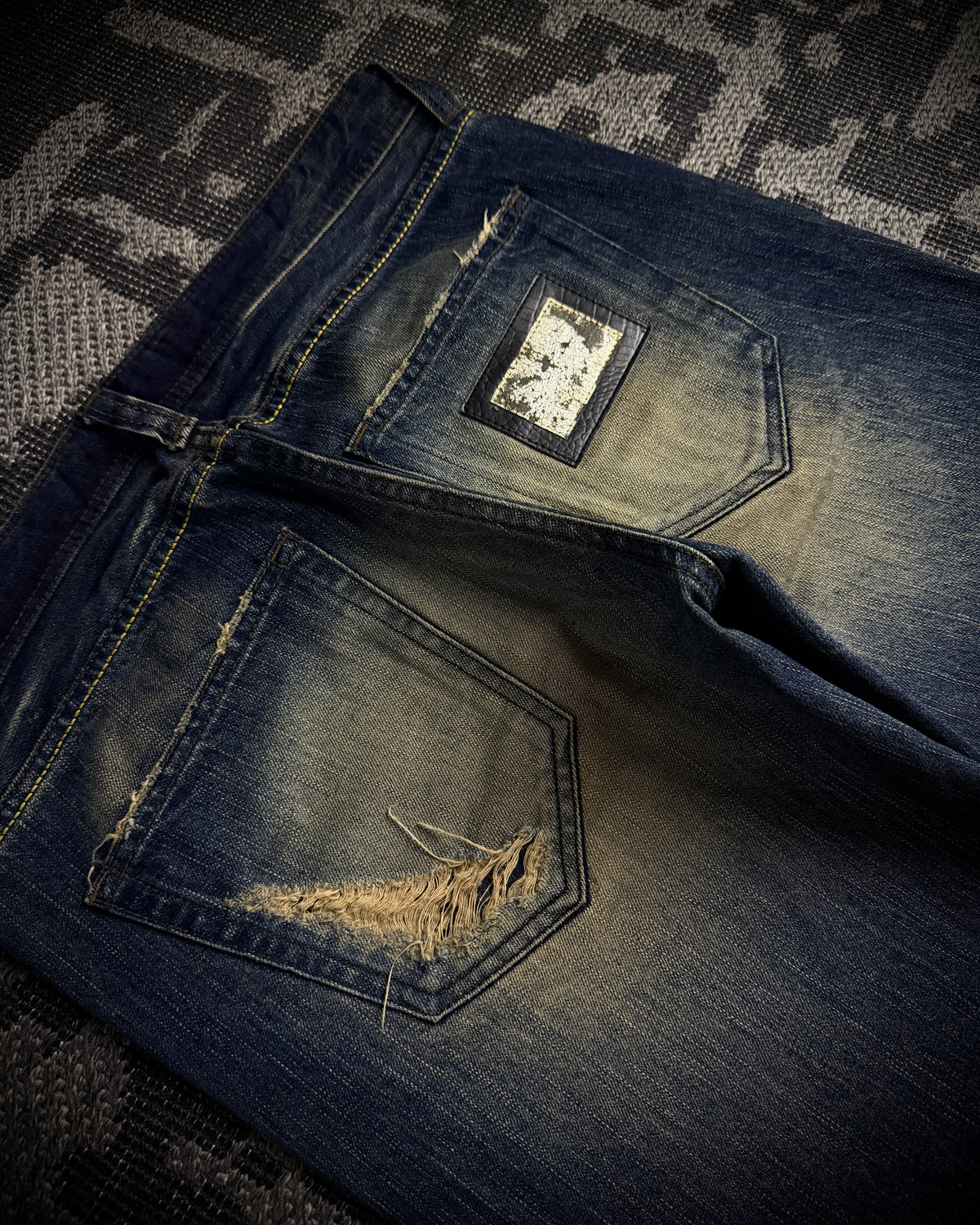 The Murder License Mud Wash Destroyed Studded Flared Jeans