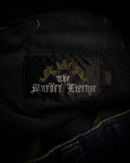 The Murder License Mud Wash Destroyed Studded Flared Jeans