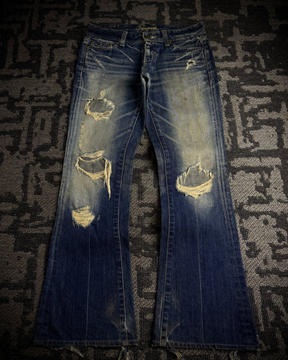 Vanquish Gold Destroyed Flared Jeans