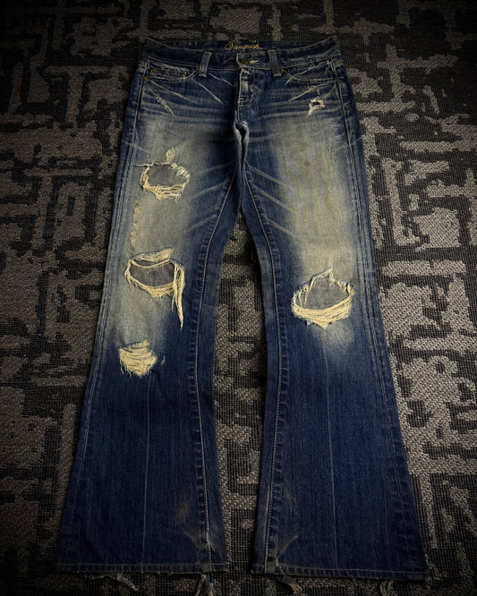Vanquish Gold Destroyed Flared Jeans