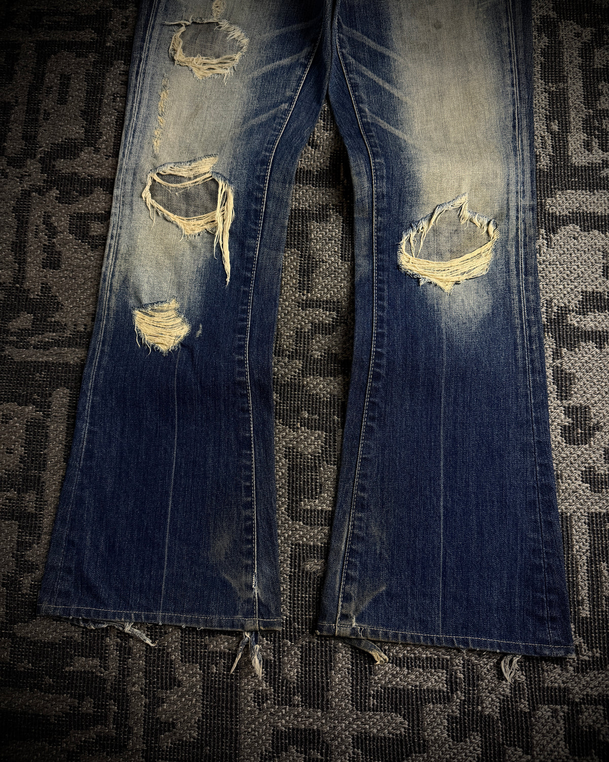 Vanquish Gold Destroyed Flared Jeans