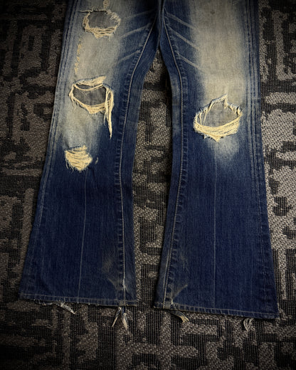 Vanquish Gold Destroyed Flared Jeans