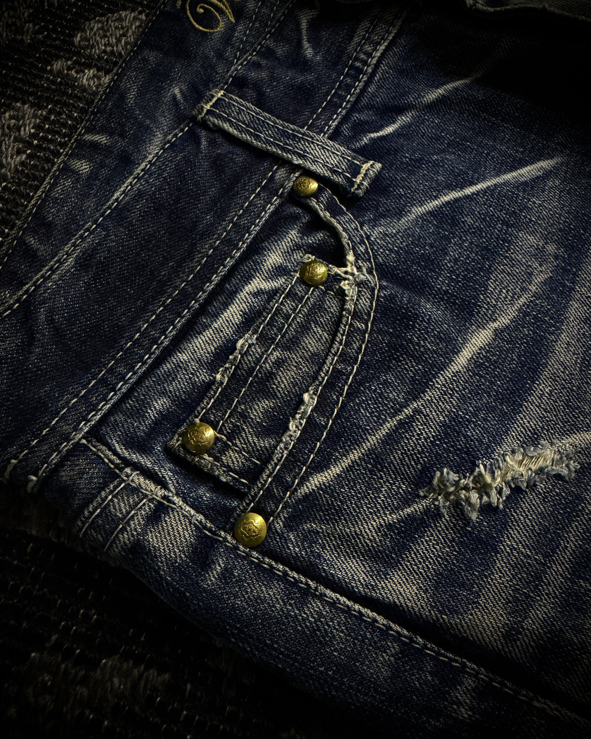 Vanquish Gold Destroyed Flared Jeans