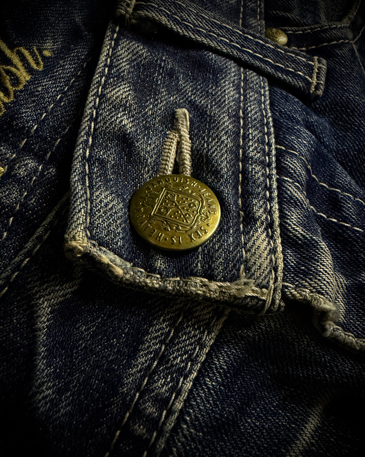 Vanquish Gold Destroyed Flared Jeans