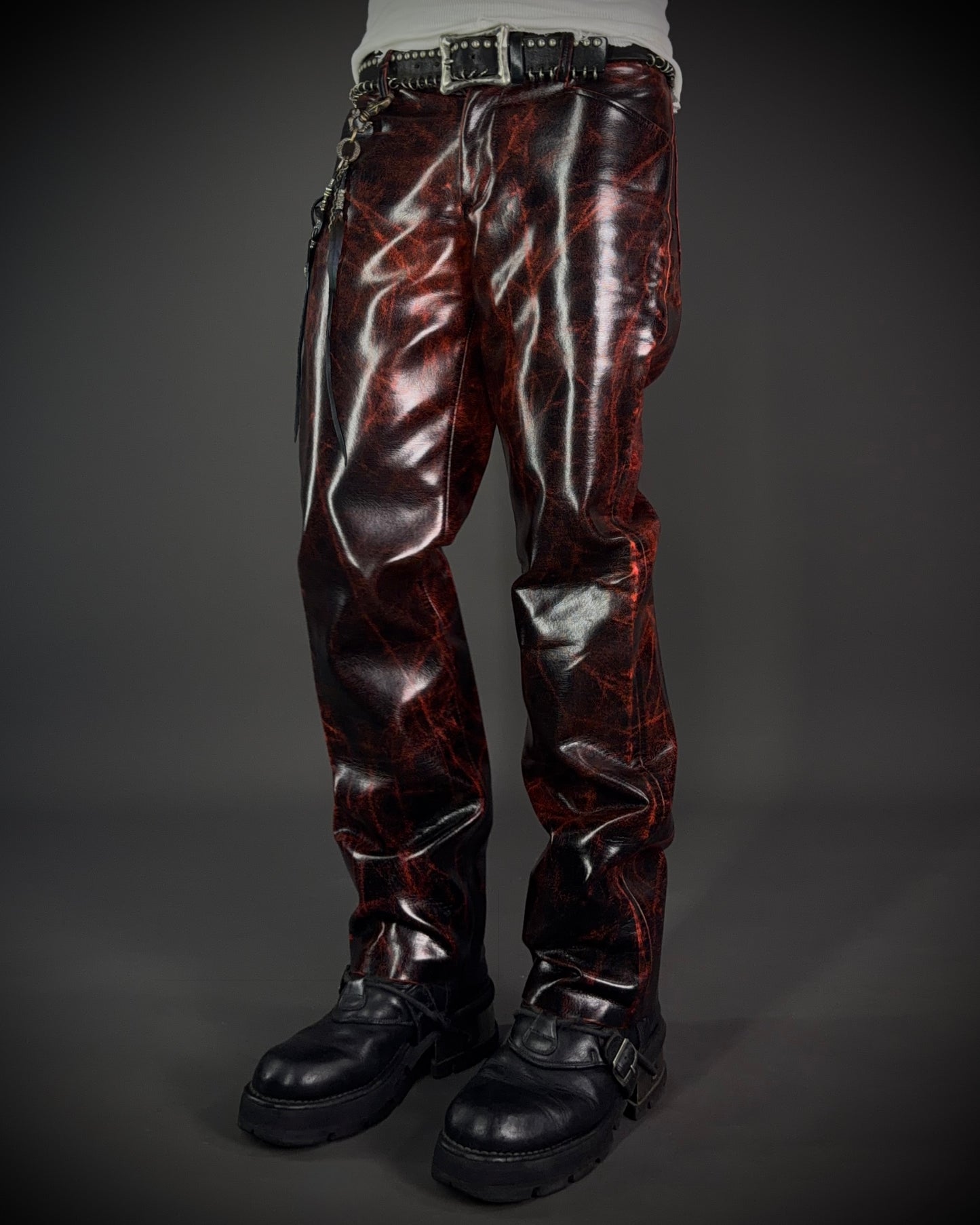 Adam et Rope Red Cracked Glossy PVC Pants