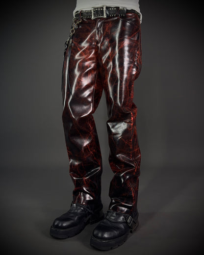 Adam et Rope Red Cracked Glossy PVC Pants