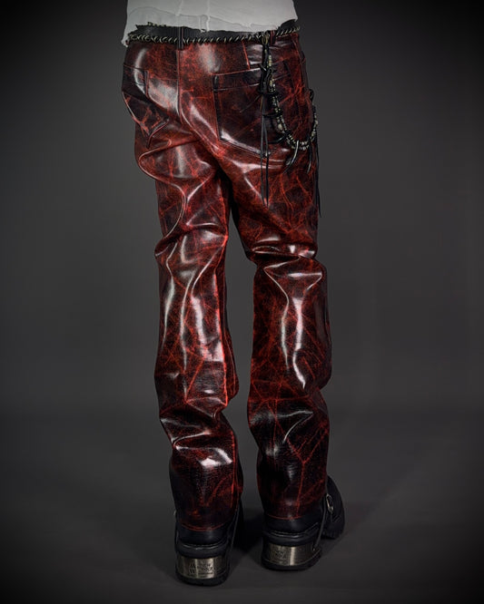 Adam et Rope Red Cracked Glossy PVC Pants